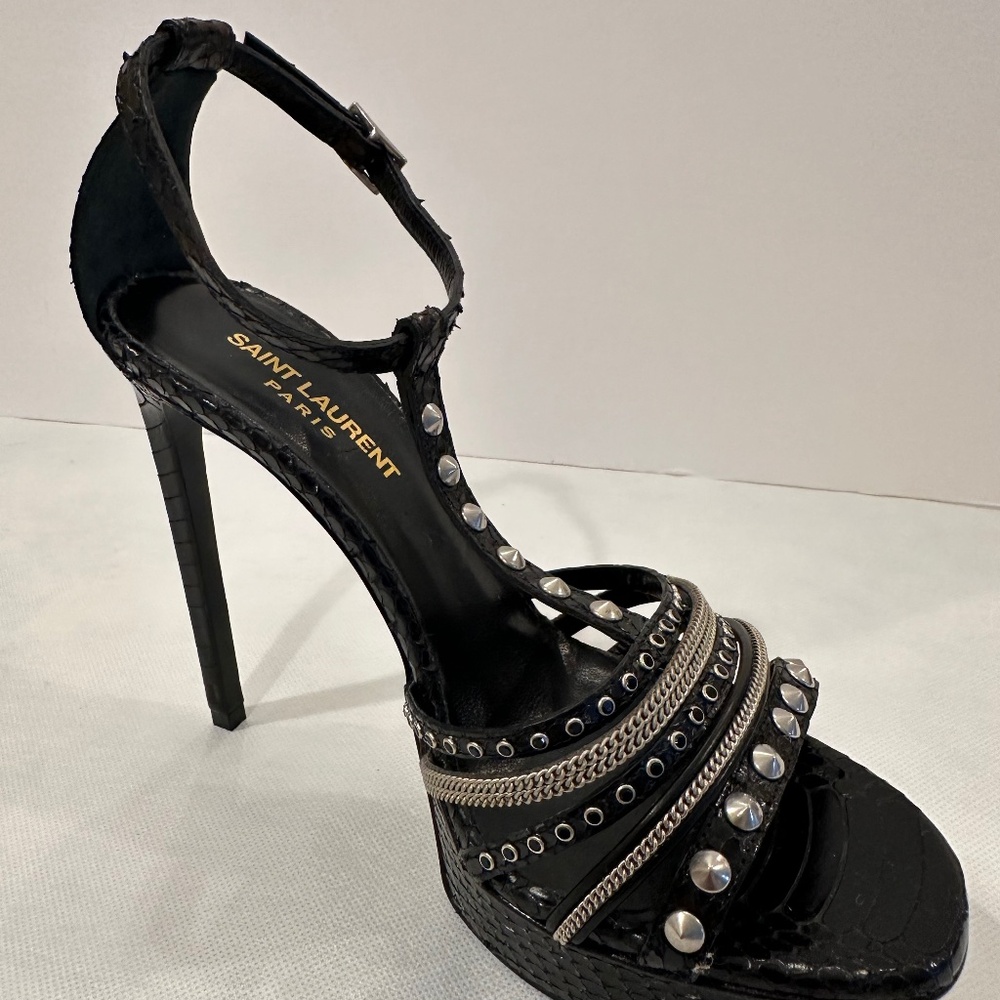 Saint Laurent Paris Exotic Python And Leather Bla… - image 1